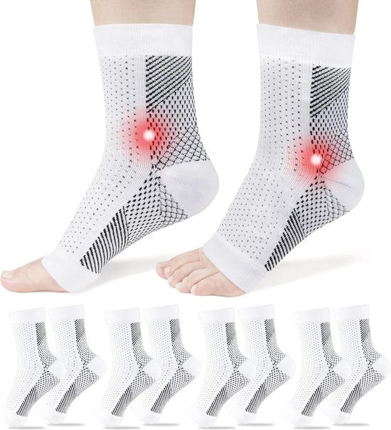 Sokke 100% Cotone - Antiruma e Antioedeema - 4 Paia - Dimensione Unica - Bianco