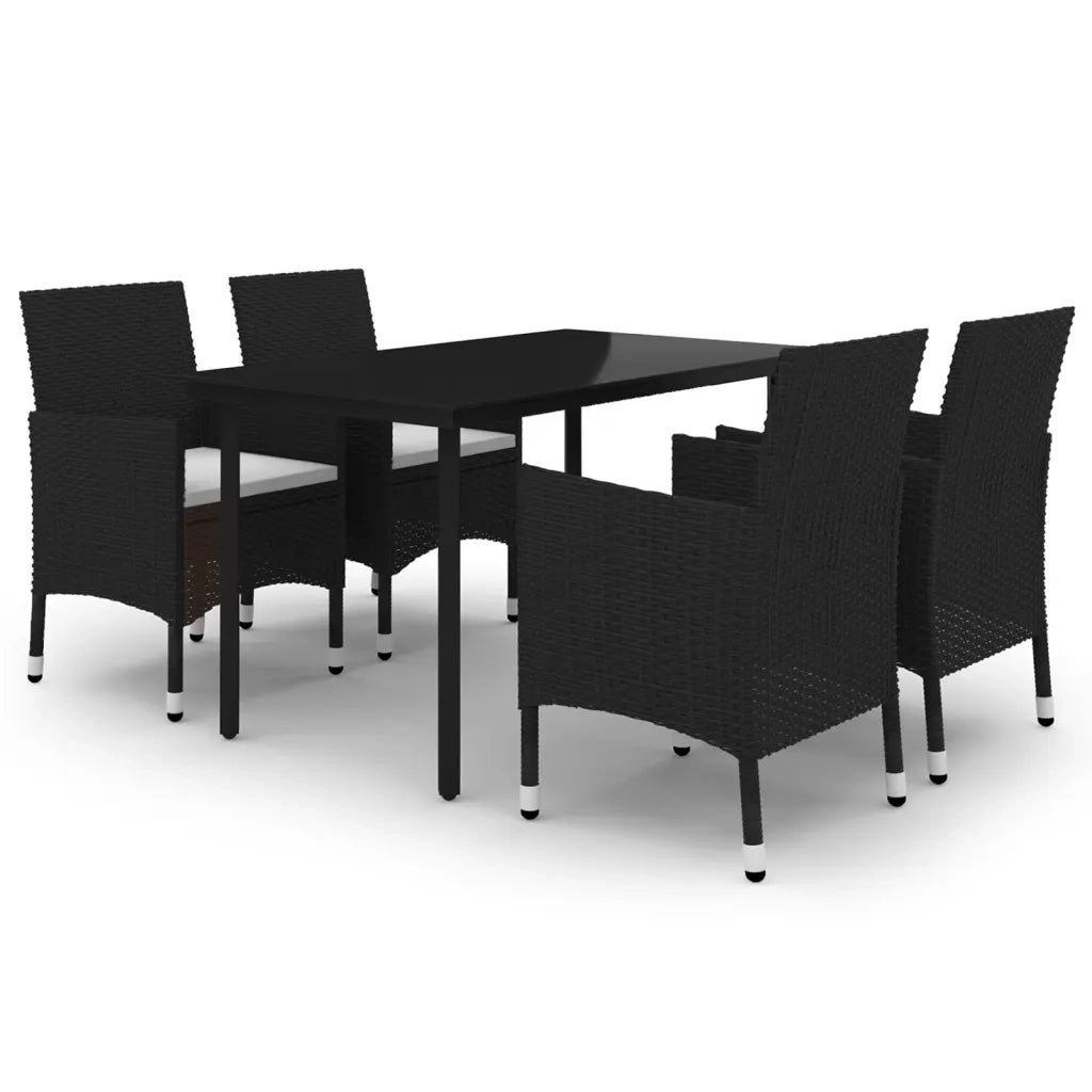 Set da Pranzo da Giardino 5 pz con Cuscini Polyrattan e Vetro 3099681