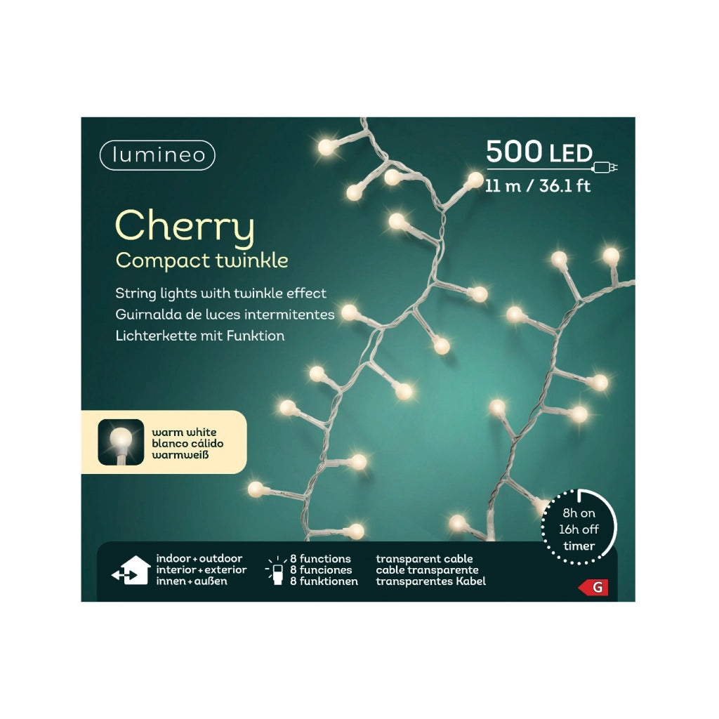 Luci LED Cherry Light trasp/bianco caldo 1100cm 8Funz OUT