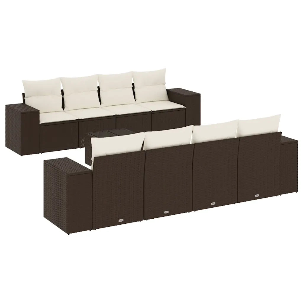Set Divani da Giardino 9pz con Cuscini Marrone in Polyrattan 3254690