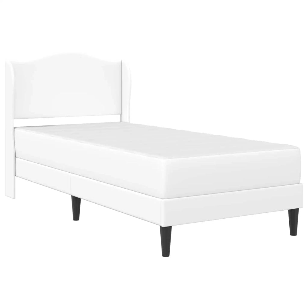 Letto singolo | Letto per adulti | Struttura del letto con testiera Bianco 100 x 200 cm Similpelle