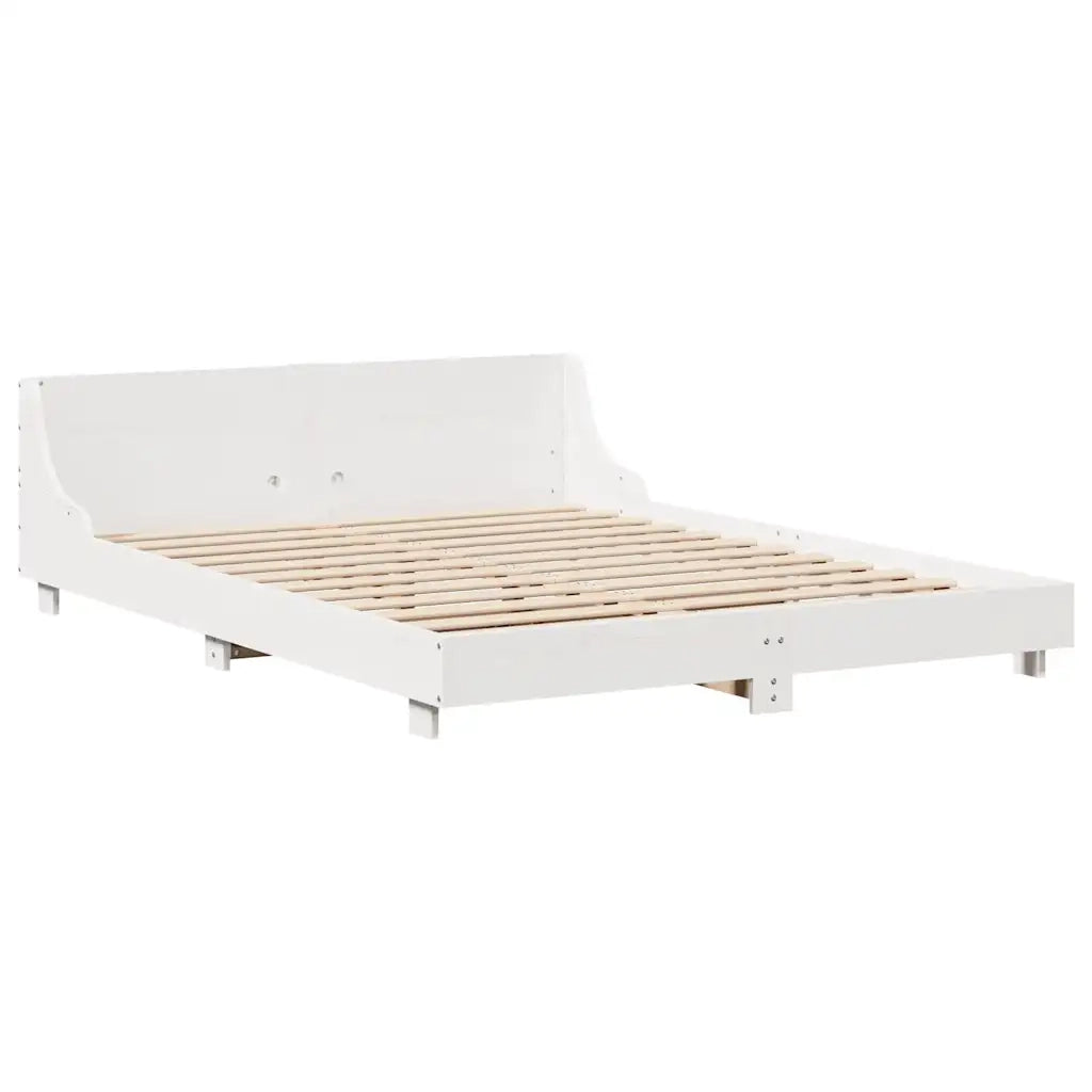 Letto senza Materasso-Struttura Letto Bianco 120x200 cm Legno Massello di Pino 842870