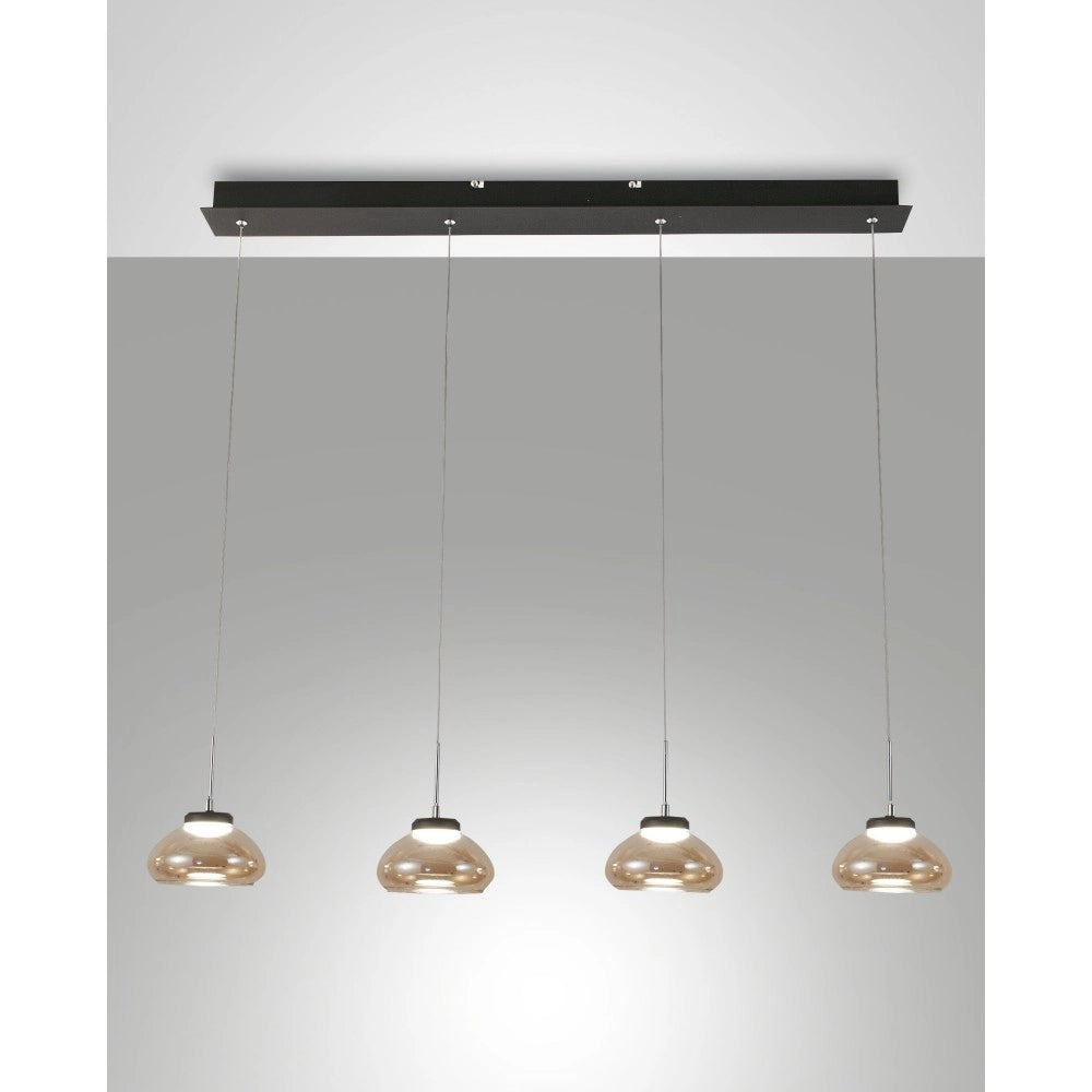 Arabella - Lampada a sospensione 4 luci Fabas Luce - LED 32W - Ambra Design moderno
