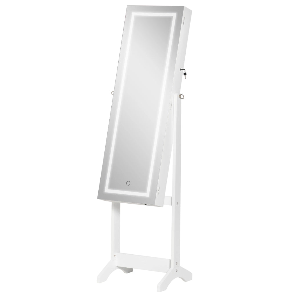 Specchio con Appendiabiti e Luce LED ¨C Minimal ¨C Grigio 46x36.5x151.5cm