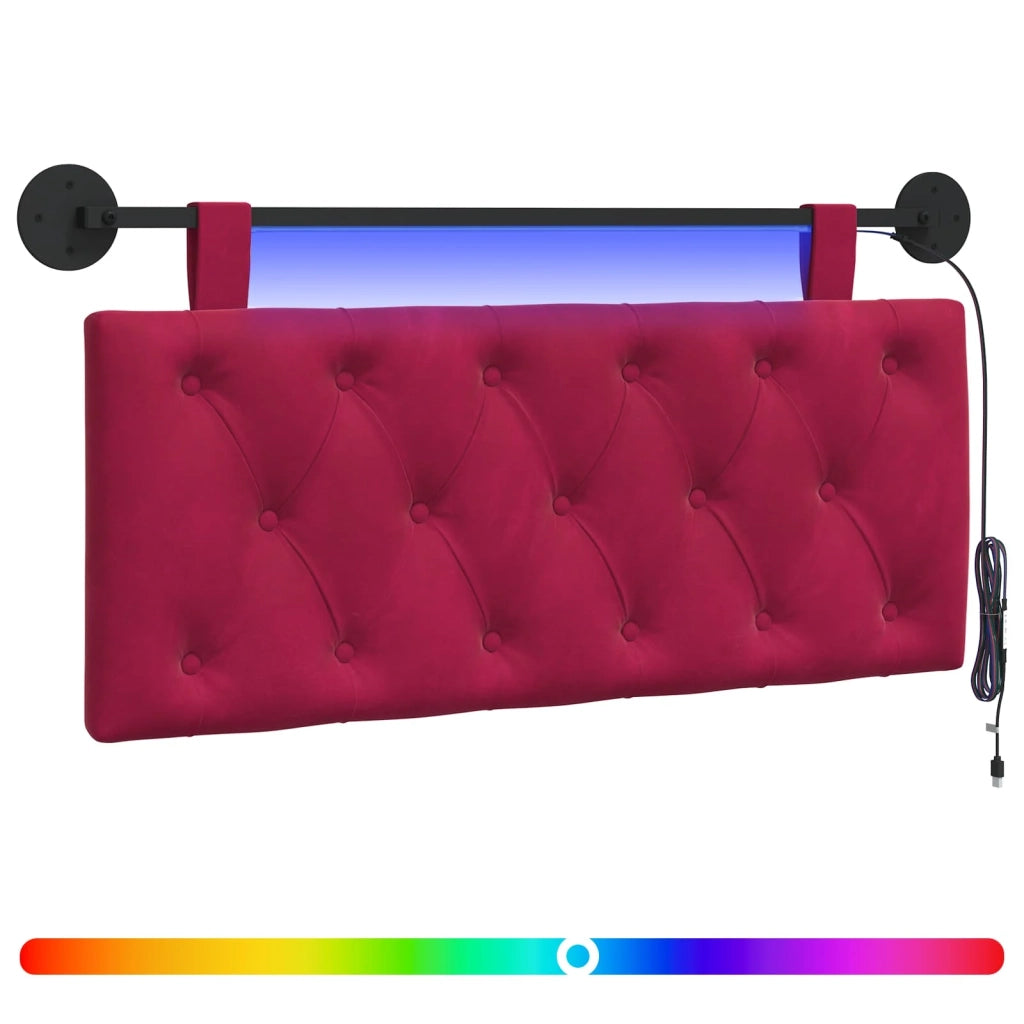 Testiera | Testata sospesa Con luce LED Rosso Vino Velluto