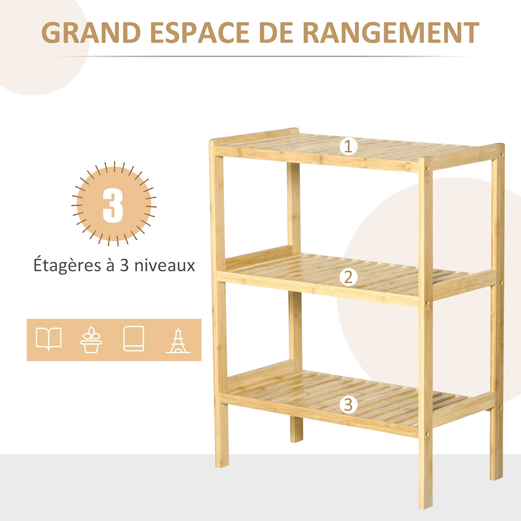 Libreria 3 livelli in bamb¨´ ¨C Minimal ¨C 62x33x80 cm naturale