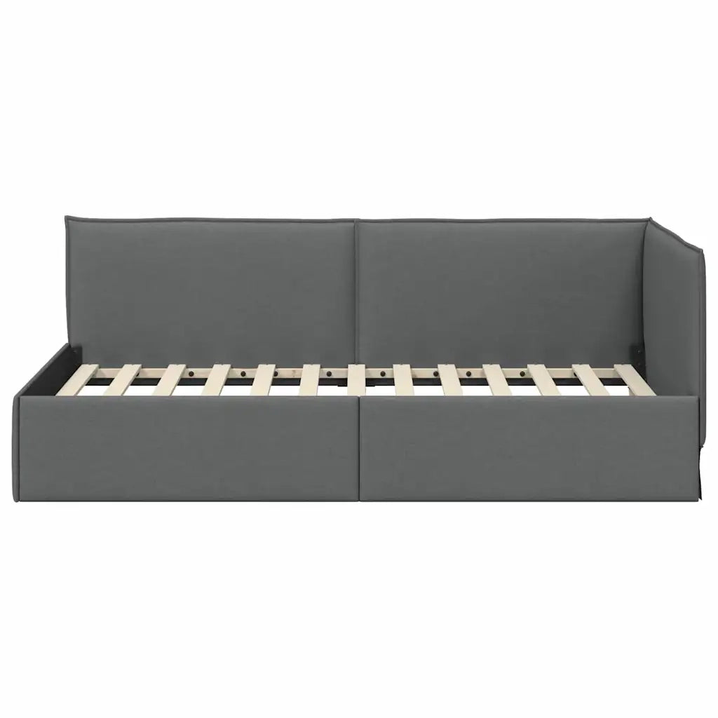 Cornice del letto ad angolo Grigio scuro 80 x 200 cm Tessuto