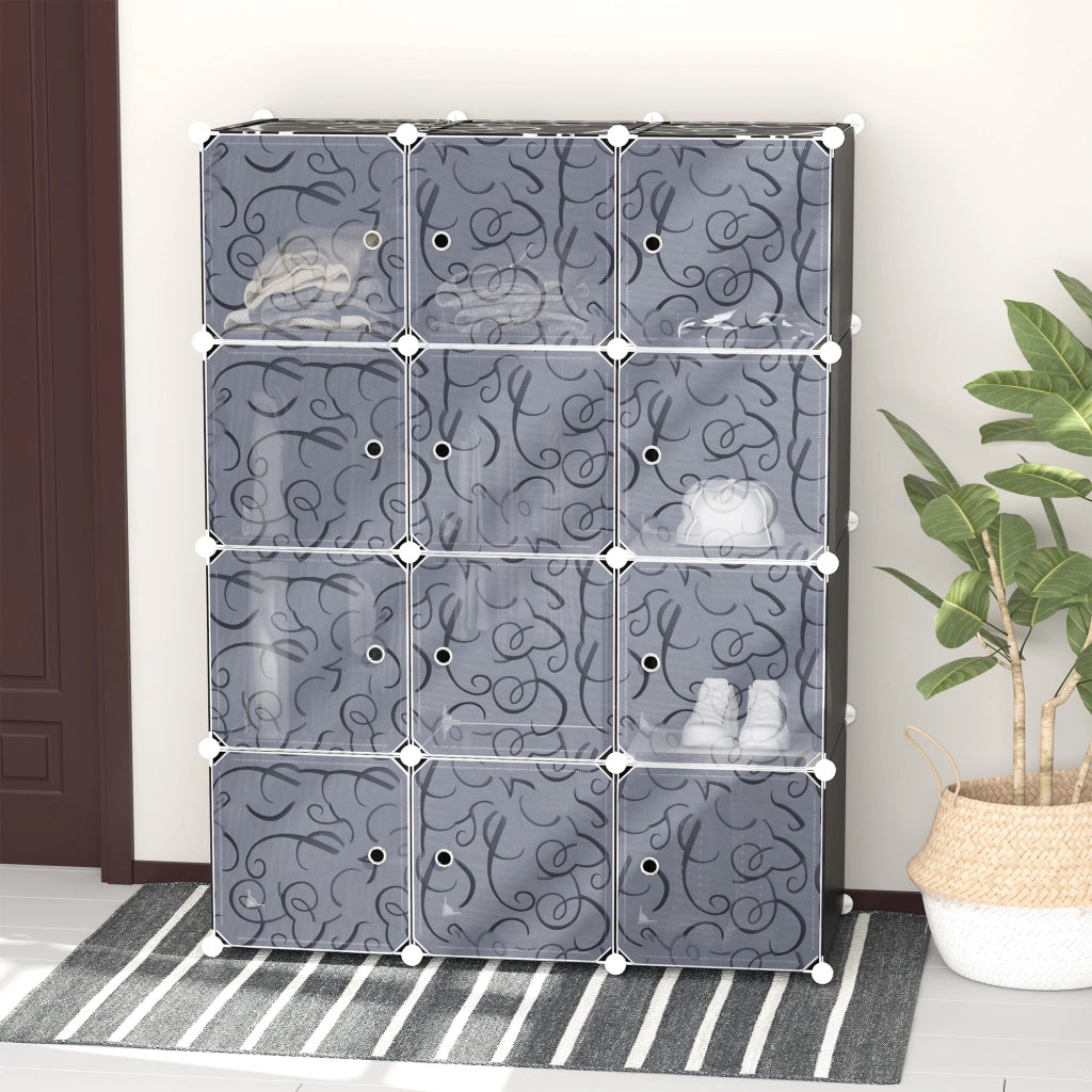 Armadio modulare DIY con ripiani e cassetti ¨C Xylo ¨C nero 111x47x145 cm