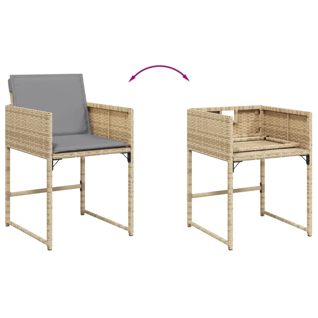 Set Pranzo da Giardino 5 pz con Cuscini Beige Misto Polyrattan 3278027