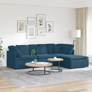 Divano Modulare con Poggiapiedi e Cuscini in Velluto Blu 3321308
