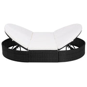 Lettino Prendisole con Cuscino in Polyrattan Nero 42940