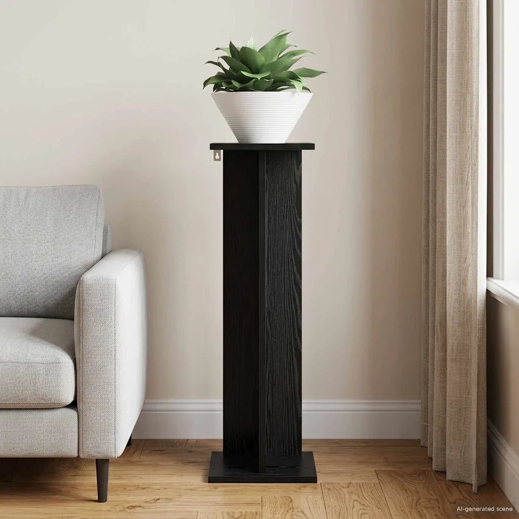 Supporto per piante | Sostegno per piante Rovere Nero 25 x 25,5 x 80,5 cm