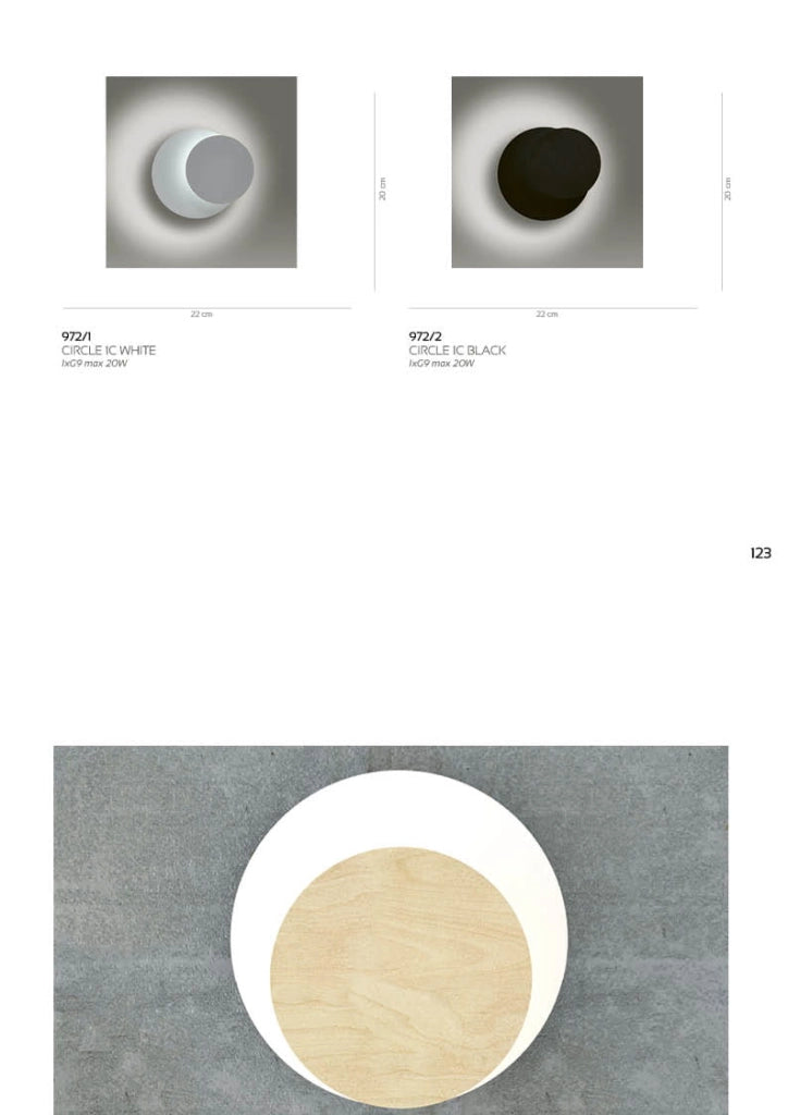 Applique Emibig Circle 1 luce bianco/legno chiaro G9