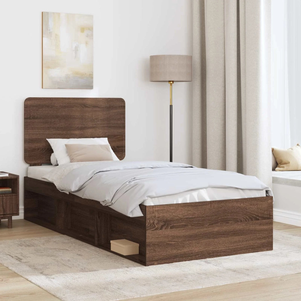 Letto singolo | Letto per adulti | Struttura del letto Rovere Marrone 90 x 200 cm Pino massello