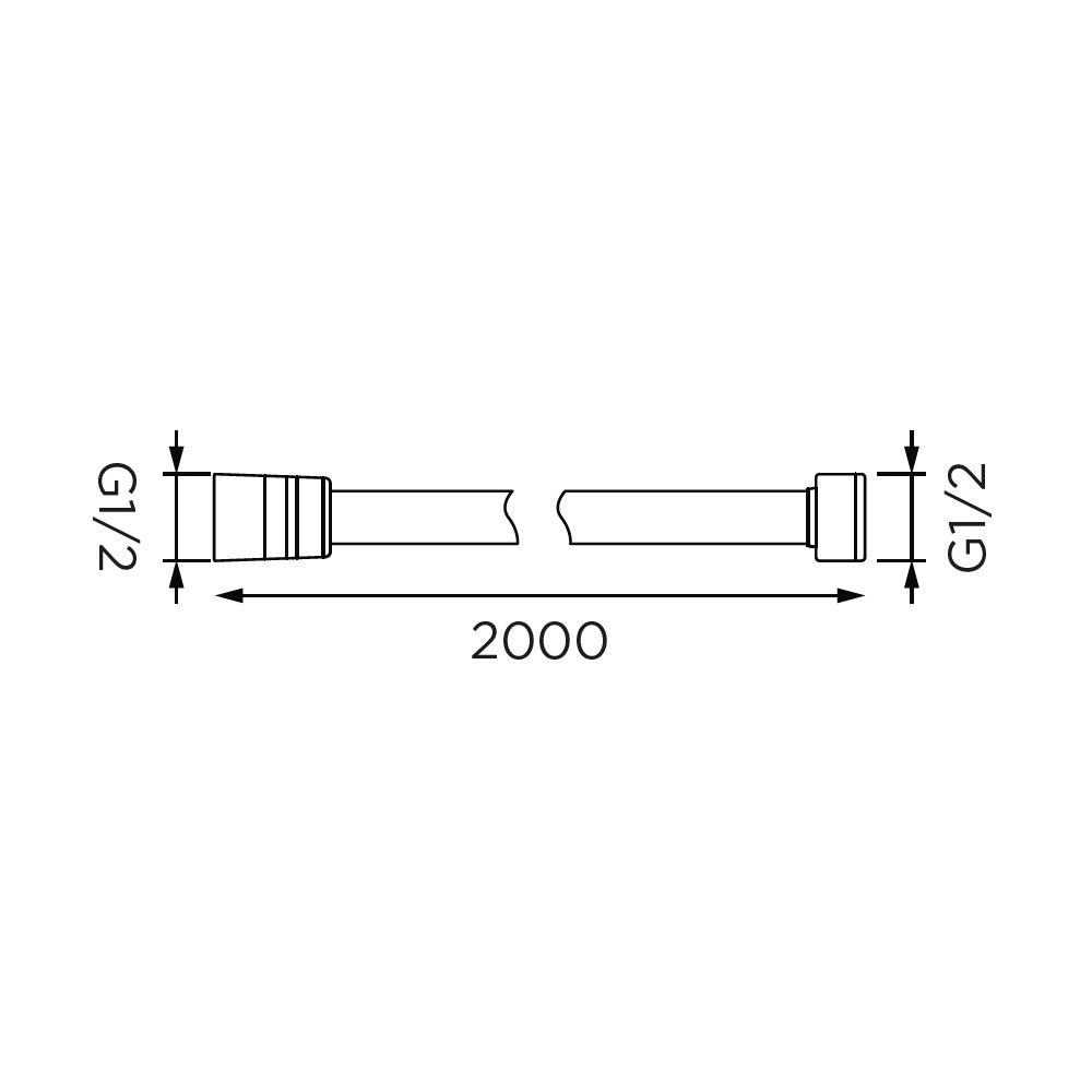 Flessibile doccia in plastica rinforzata, da 200 cm, cromato-bianco
