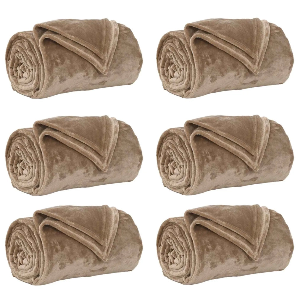 Coperte da Pile 6 pcs Cammello 220 x 240 cm Panno
