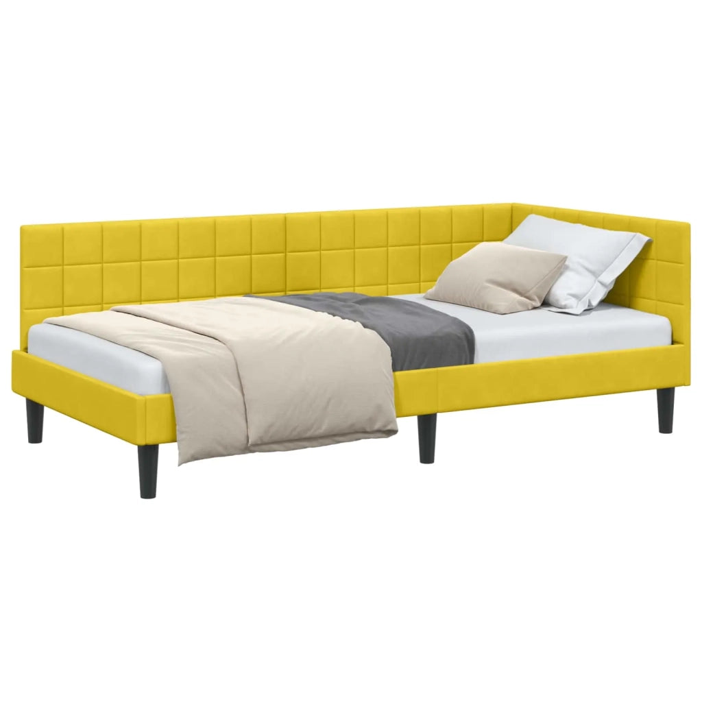 Cornice del letto ad angolo Giallo 90 cm x 190 cm Velluto 42016424