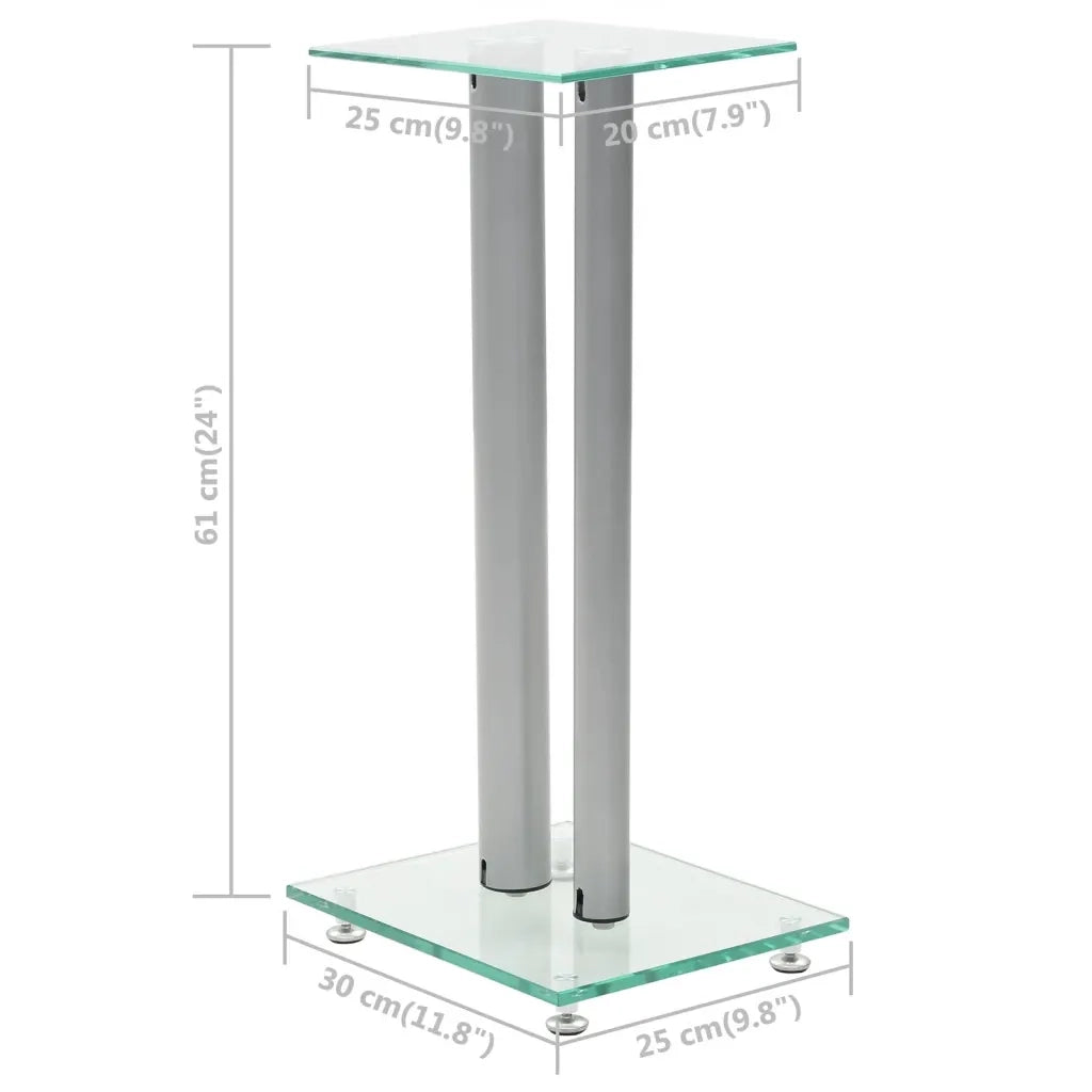 Supporti per Altoparlanti 2pz Vetro Temperato a Colonne Argento 50674