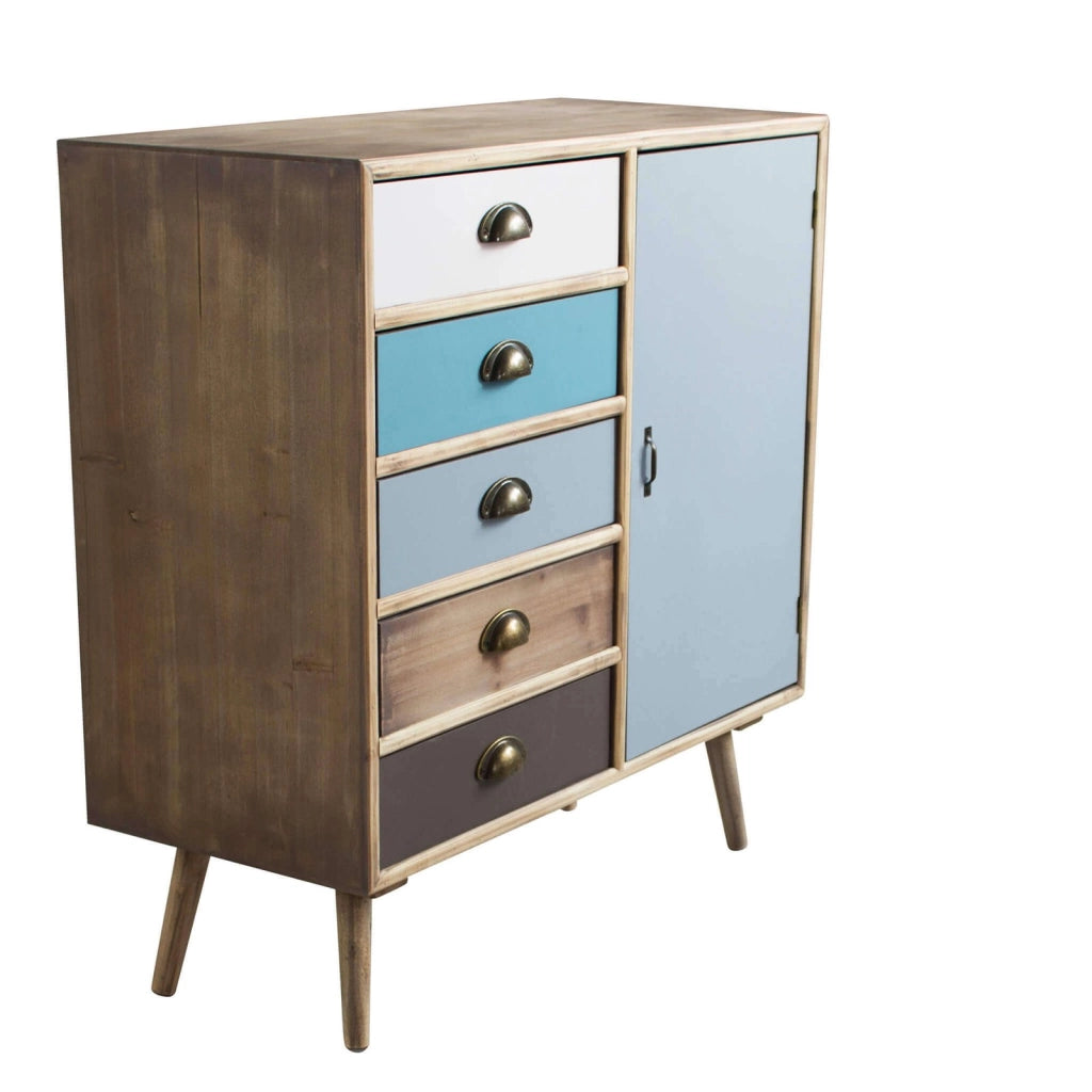 Mobiletto multicolor in Legno MDF cm 80x35x65 - NELSON