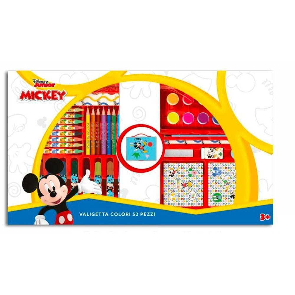 Trade Shop - Valigetta Con Colori Mickey Mouse Set Per Colorare Gioco Per Bambini 52 Pezzi -