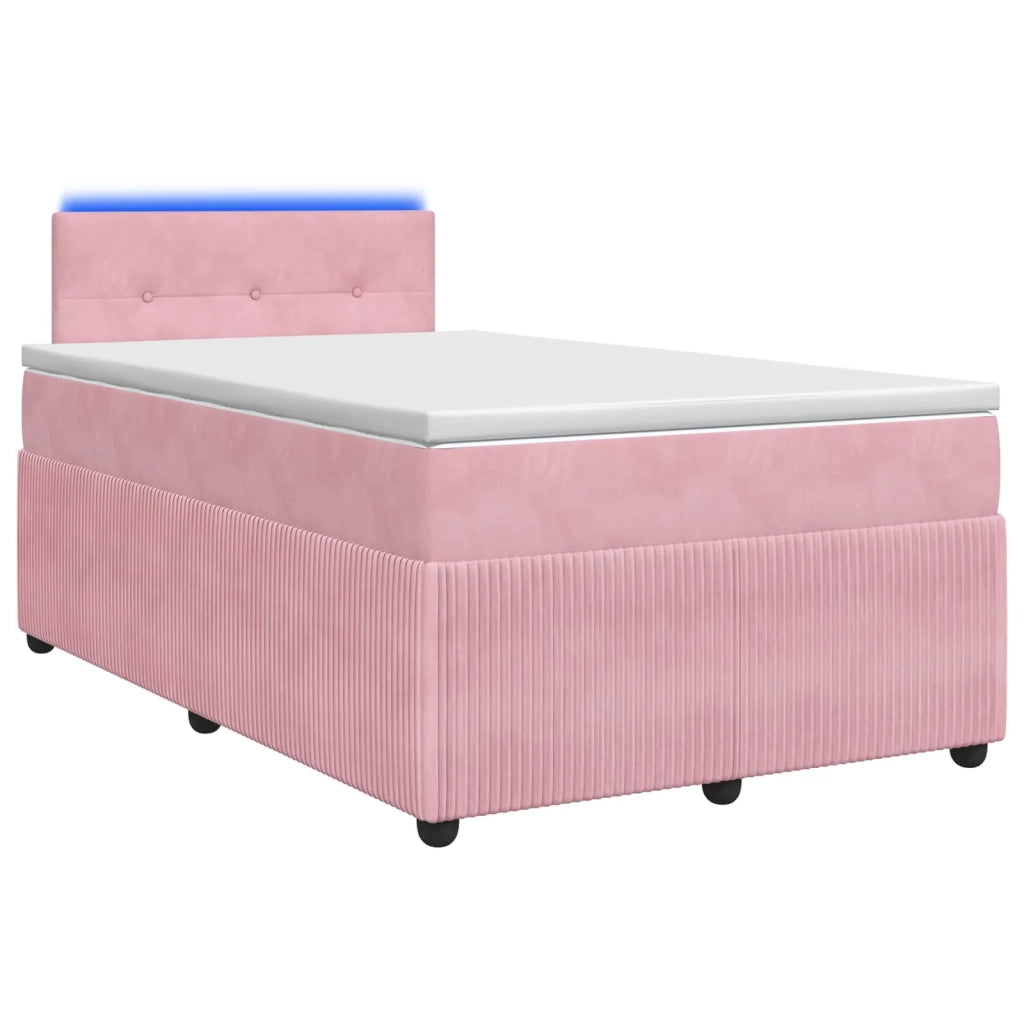Letto box spring con materasso Rosa 120 x 190 cm Velluto 3453106