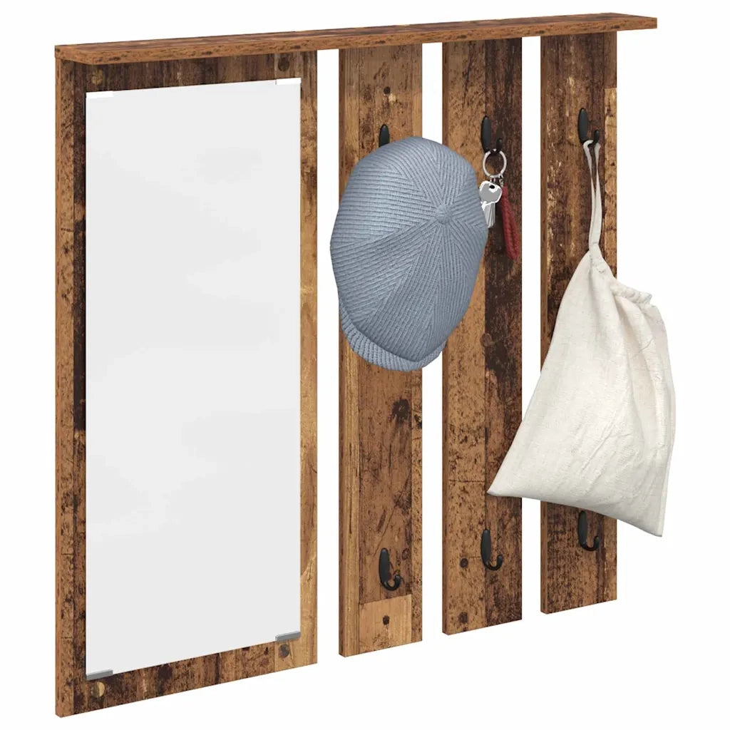Appendiabiti a muro con specchio Legno vecchio 84 x 10 x 80 cm 874497