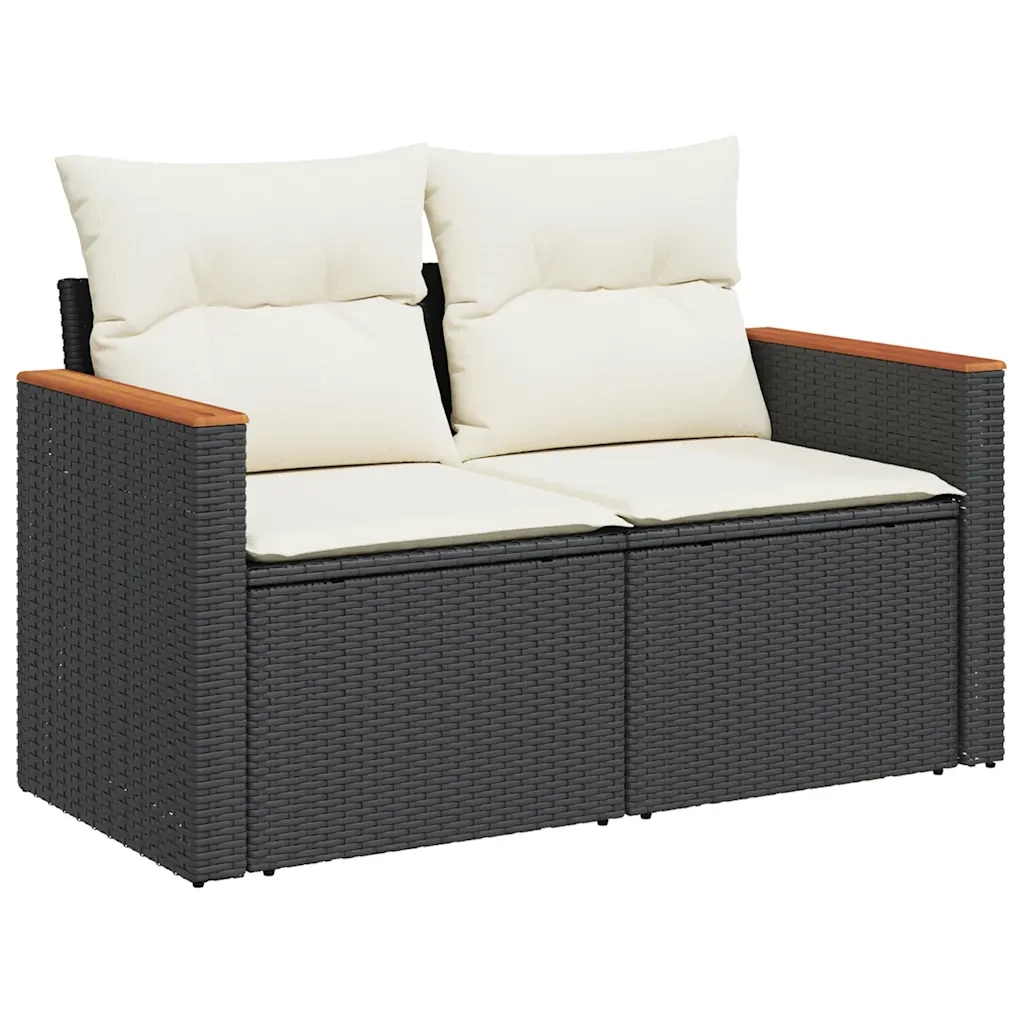 Set Divani da Giardino 11 pz con Cuscini in Polyrattan Nero 3226560