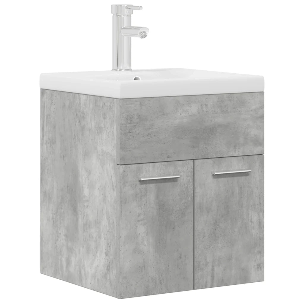 Mobile da Bagno con Lavabo | Armadio Lavabo Integrato e Rubinetto Grigio Cemento