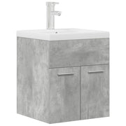 Mobile da Bagno con Lavabo | Armadio Lavabo Integrato e Rubinetto Grigio Cemento