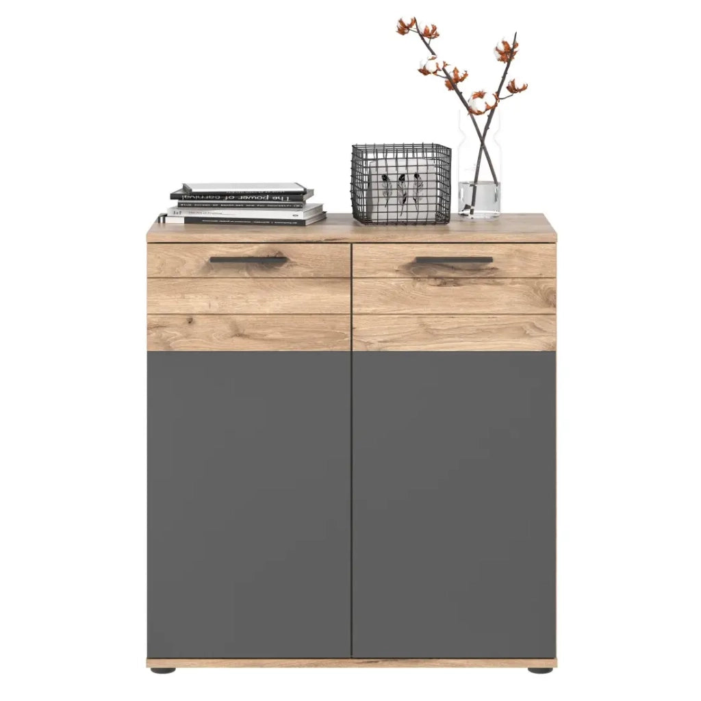 Buffet 2 porte – Grigio antracite e quercia chiara – SELMA