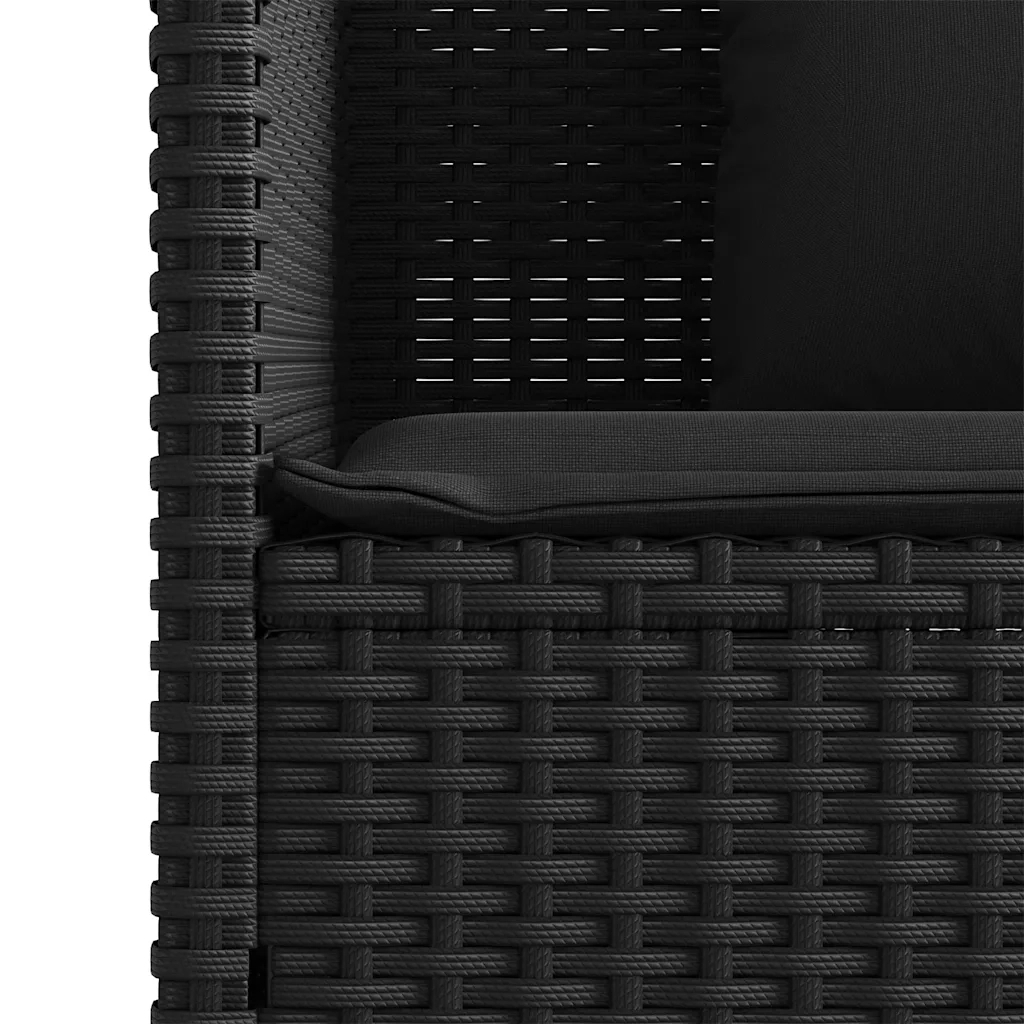 Panchina da Giardino | Panca da Giardino con Cuscini Nera in Polyrattan