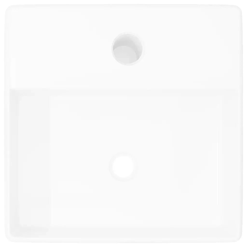 Lavandino Bagno in Ceramica Bianca Quadrato con Foro Rubinetto  cod mxl 53563
