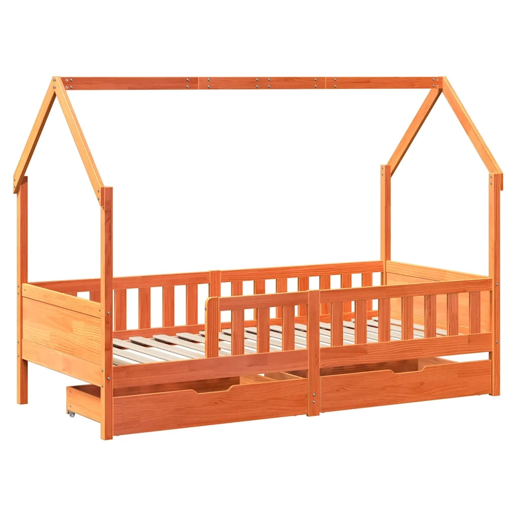 Giroletto Bambini con Cassetti-Struttura Letto Bambini 90x200 cm Legno Massello di Pino 242979