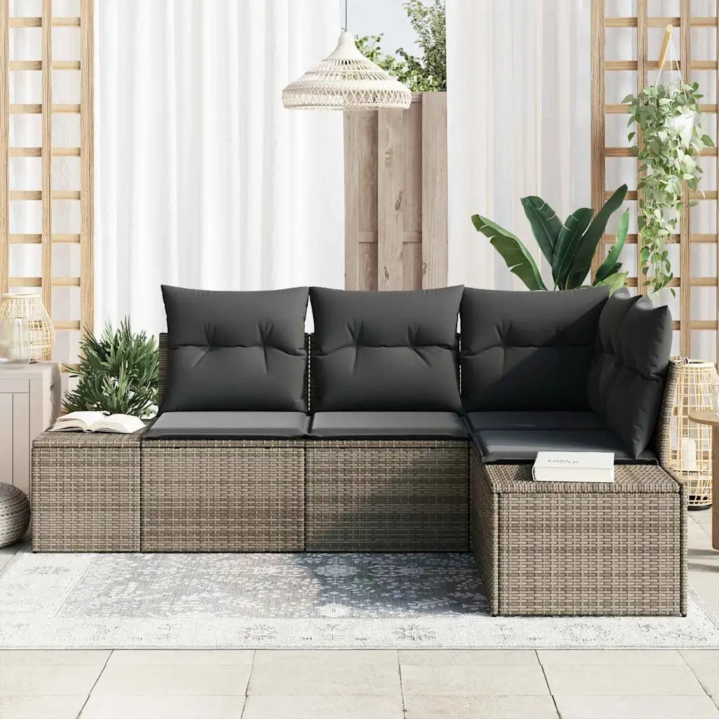 Set Divano da Giardino 4 pcs Grigio polyrattan 3355708