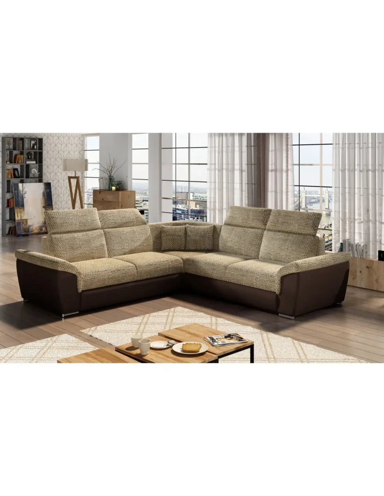 Divano ad angolo FREDERICO Beige convertibile 5 posti 266x266cm