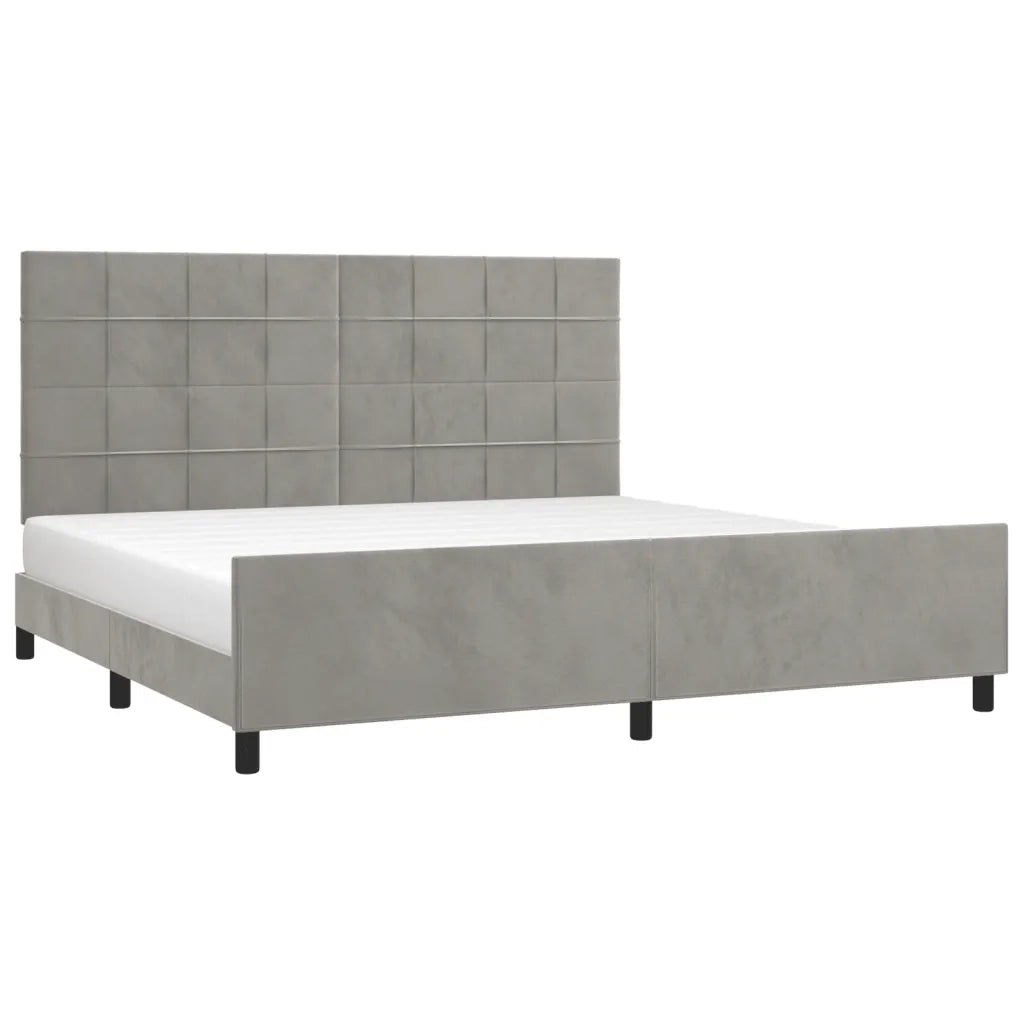 Giroletto senza Materasso Grigio Chiaro 200x200 cm Velluto