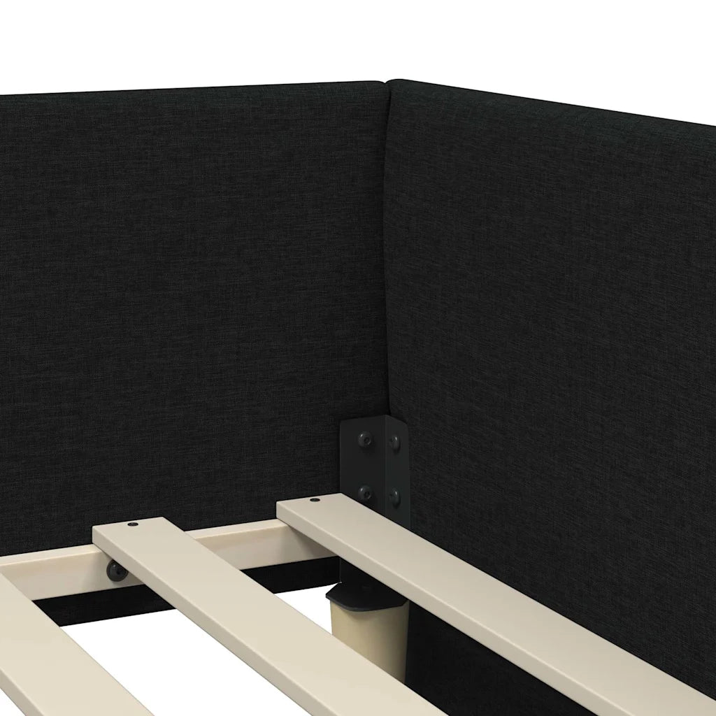 Cornice del letto ad angolo Nero 90 cm x 190 cm Tessuto 42016037