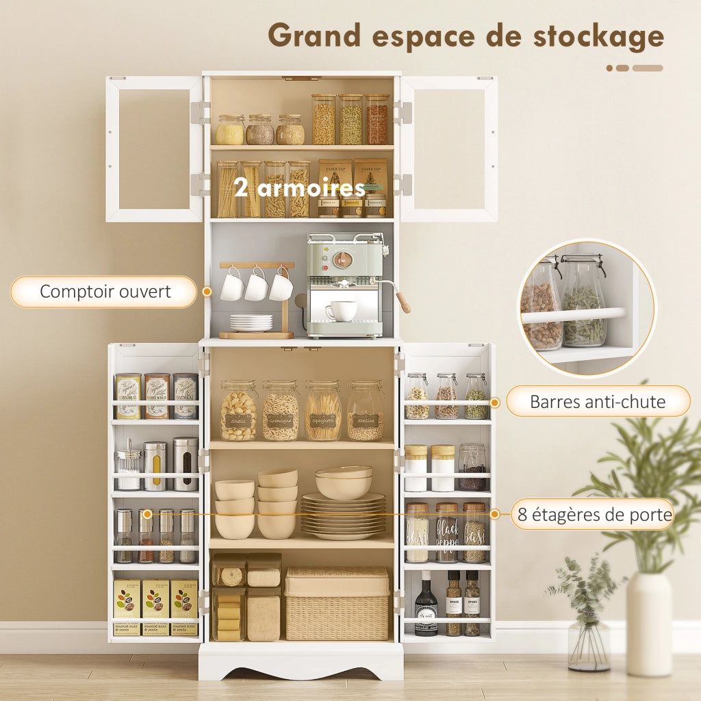 Mobile cucina alto 4 ante 8 ripiani portaspezie ¨C Xylo ¨C Bianco 60x39,5x179,6cm