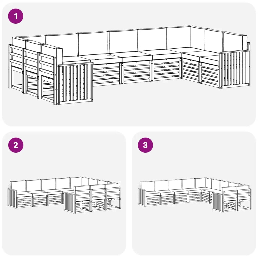 Set di divani da esterno 10 pcs Bianco e Antracite 3392582