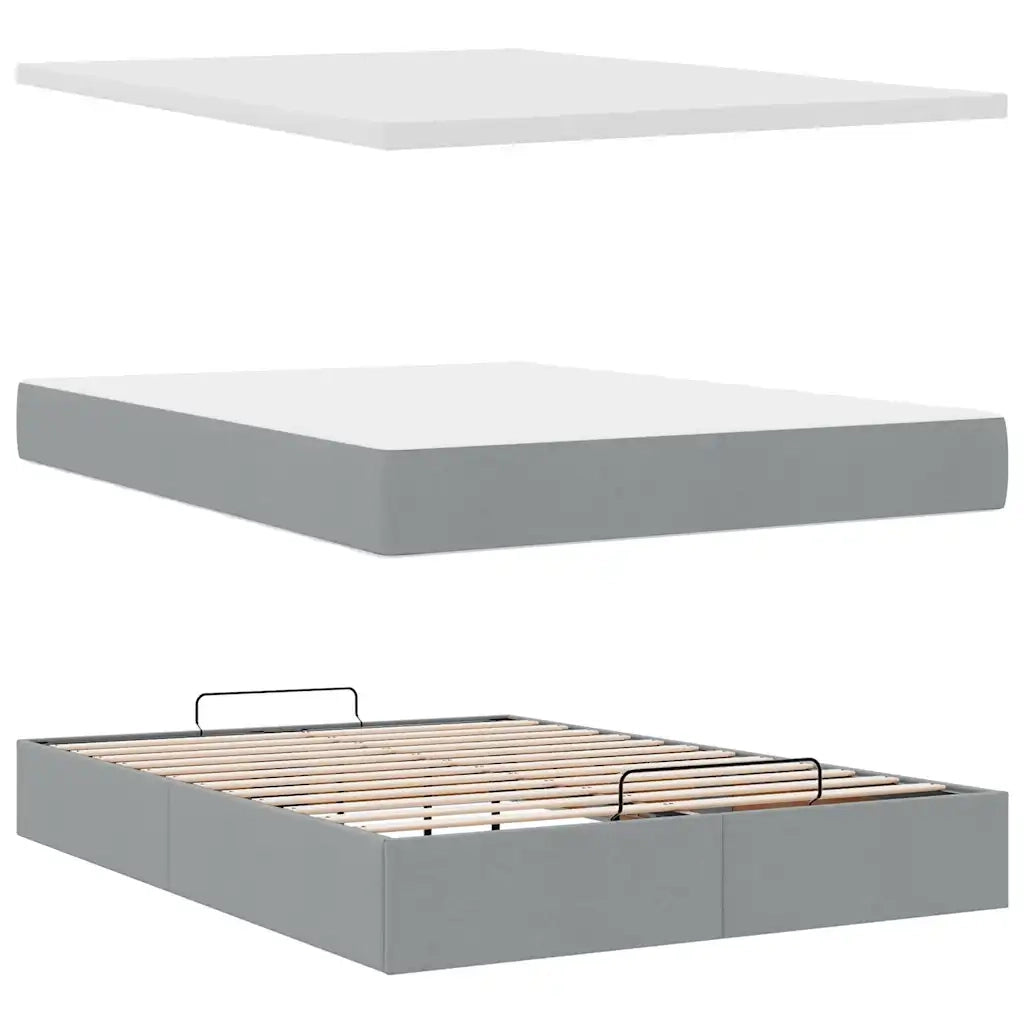 Pouf Letto con Materasso e LED Grigio Chiaro 140x190 cm 3312471