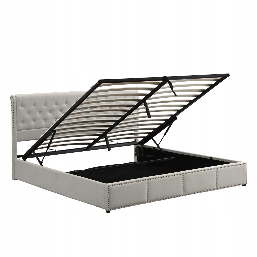 Letto imbottito con idraulica - Xylo - 180x200 - Grigio