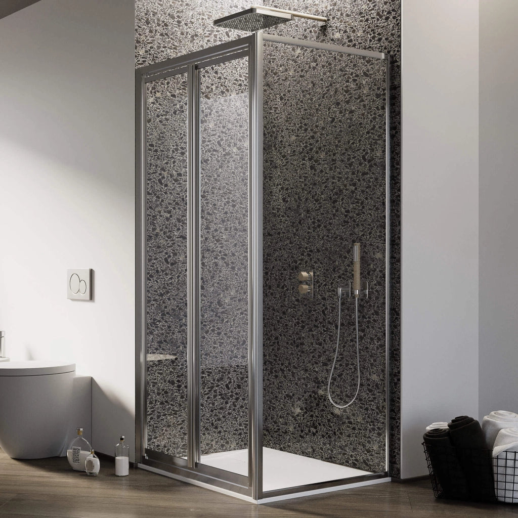 Box Doccia Angolare 70x80 cm 2 Ante Battenti in Cristallo Trasparente 4-6mm H185 Fosterberg Skagen Duo