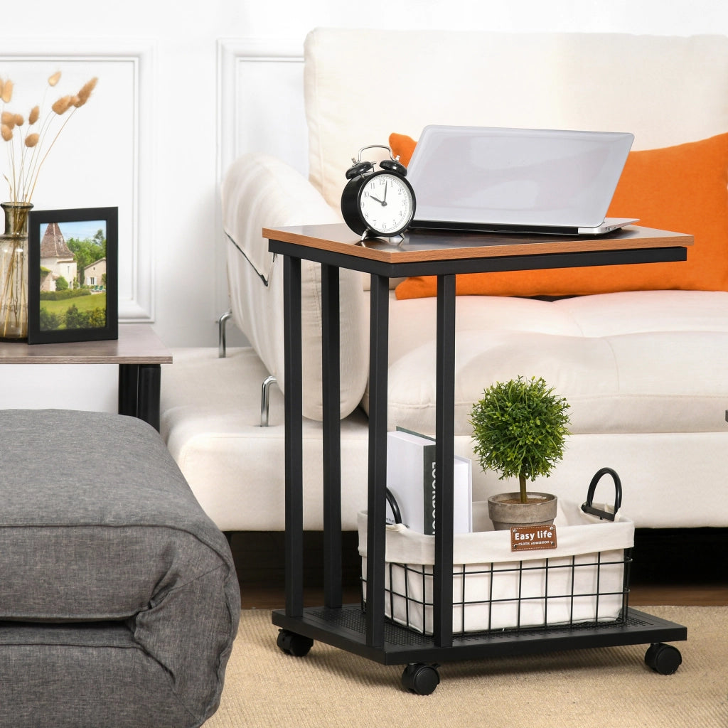 Tavolino da caff¨¨ con ruote ¨C Minimal ¨C Legno e metallo 51x36x65 cm