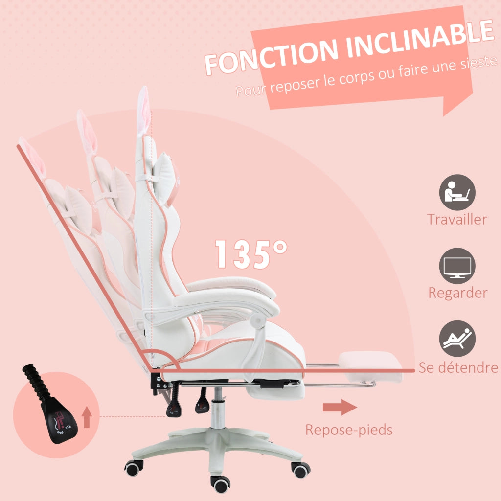 Sedia da Gaming con Supporto Lombare ¨C Xylo ¨C Rosa con Poggiatesta