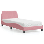 Letto con Materasso Dover Rosa 90x190 cm in Velluto