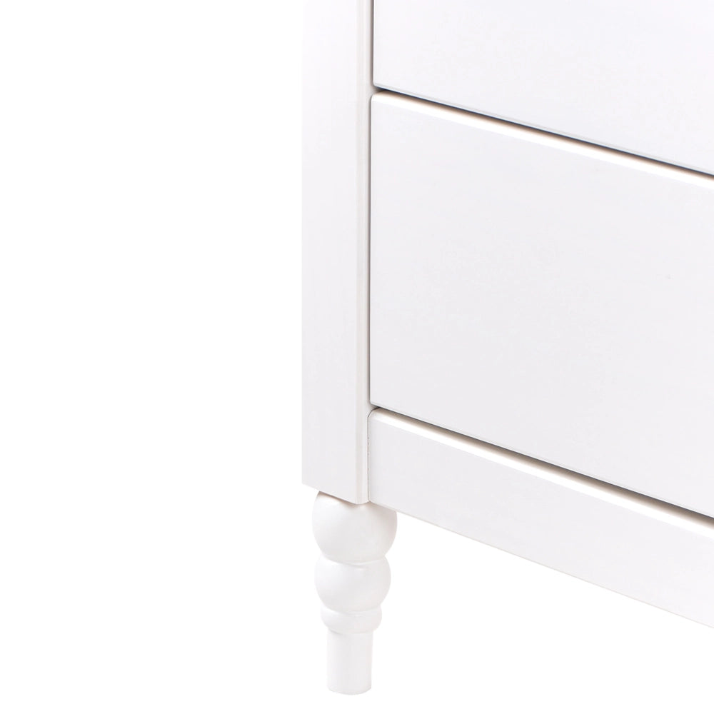 Comodino 2 cassetti bianco e legno chiaro stile Retro e moderno