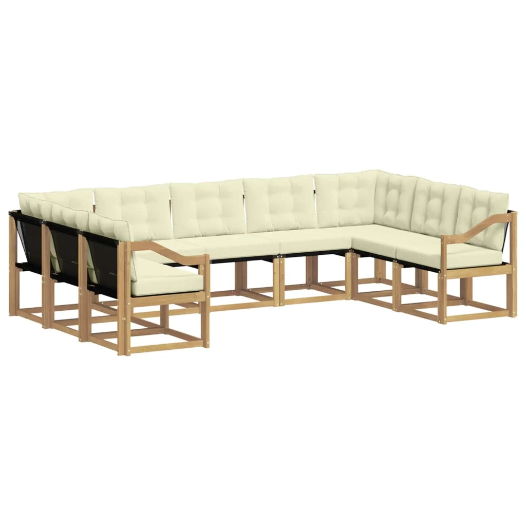 Set di divani da esterno con cuscino 9 pcs Bianco e Crema 3389868