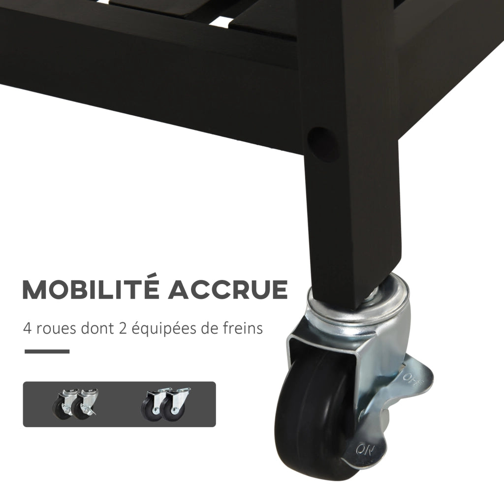 Carrello da cucina con ripiano e scaffale ¨C Minimal ¨C Nero 60x40x85 cm