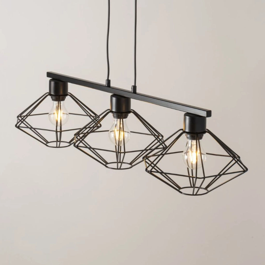 Lampada a sospensione nera industriale 3xE27 Vario Sigma