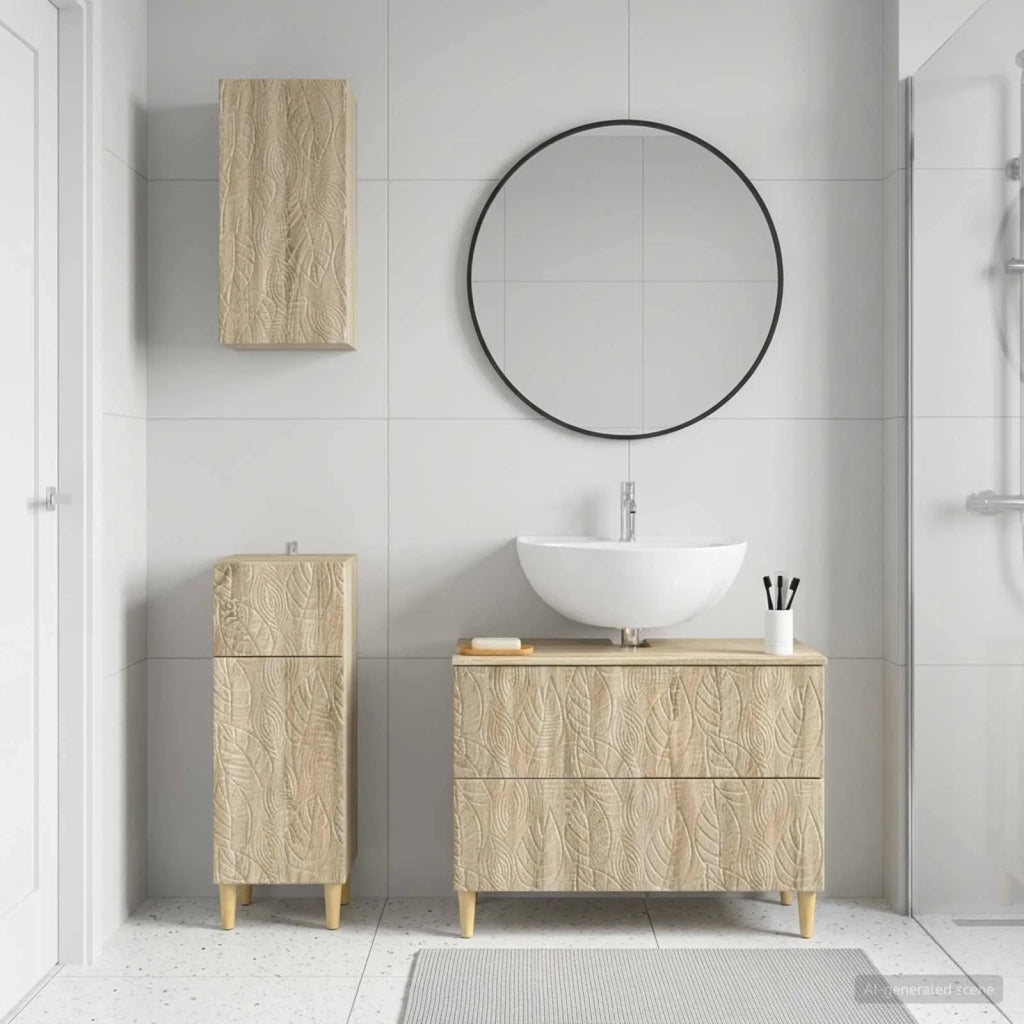 Set di armadietti da bagno in 3 pezzi DELFT Rovere Sonoma 3417785